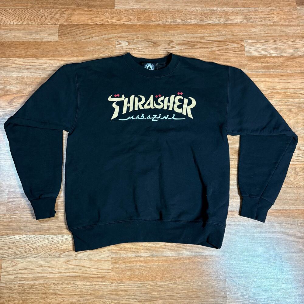 Thrasher Magazine Long Sleeve Crewneck Sweatshirt Oversized Boxy‎ Black Sz S